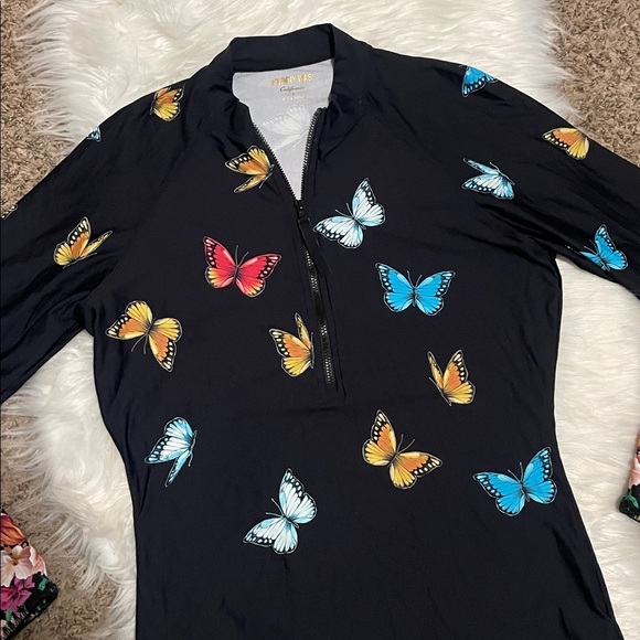 Johnny Was Gracie Wild Butterfly Surf Long Sleeve Top - Picture 3 of 9